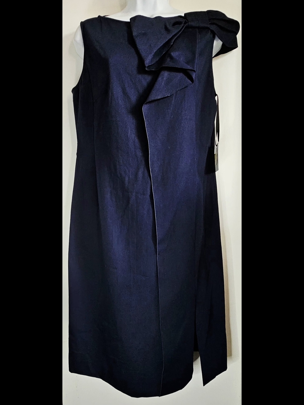 RED Valentino Navy Blue Sleeveless Shoulder Bow Dress IT 46 US 10-12 NWT